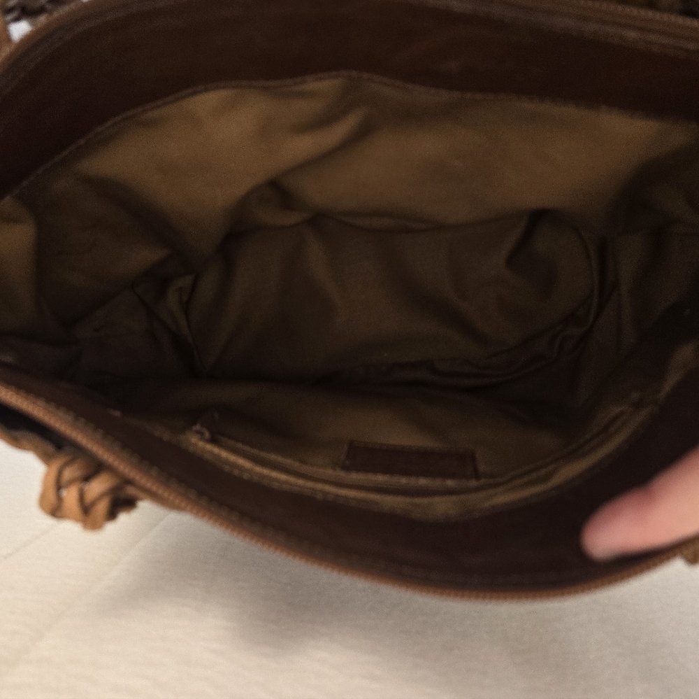 NWOT ELLEPI Brown Leather Woven Shoulder Bag Lined Zipped. Made In ITALY - Picture 9 of 11